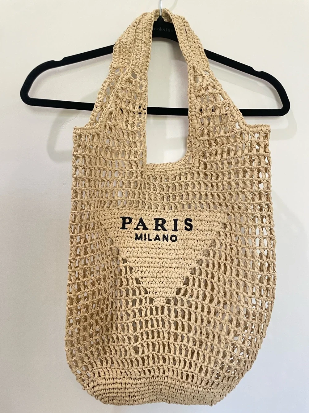 Paris Milano Logo Raffia Straw Tote Bag Beach Travel Perfect Summer Wear NWOT
